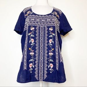 Johnny Was Embroidered Linen Top